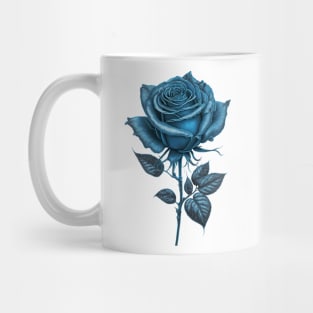 Blue Rose Drawing, Flower Drawing, Gift For Her Mug